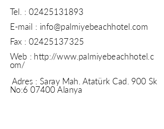 Palmiye Beach Hotel iletiim bilgileri